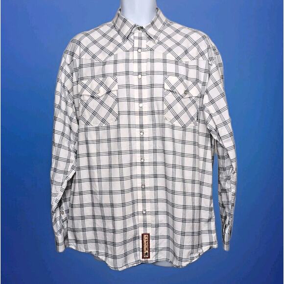 Cinch Pearl Snap Western Shirt Classic Cowboy Collection Mens Size L White Blue - Picture 2 of 16